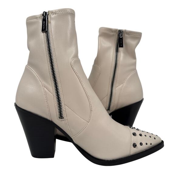 Michael Michael Kors Dover Heeled Bootie Womens 8 M Light Cream Leather Zip up - Picture 6 of 16